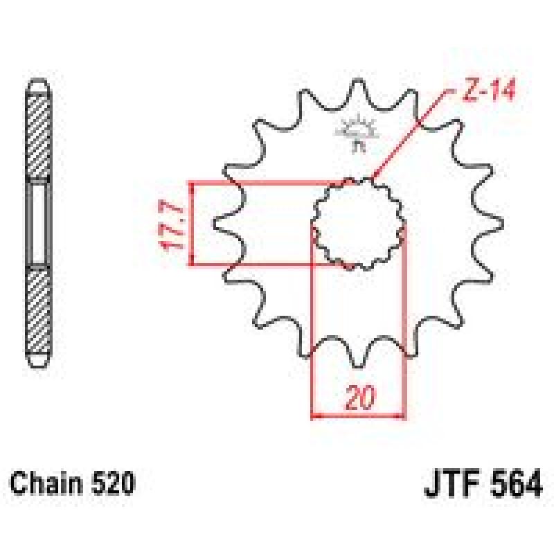 Купить Звездочка передняя JT Sprockets (шаг 520 ) JT JTF564